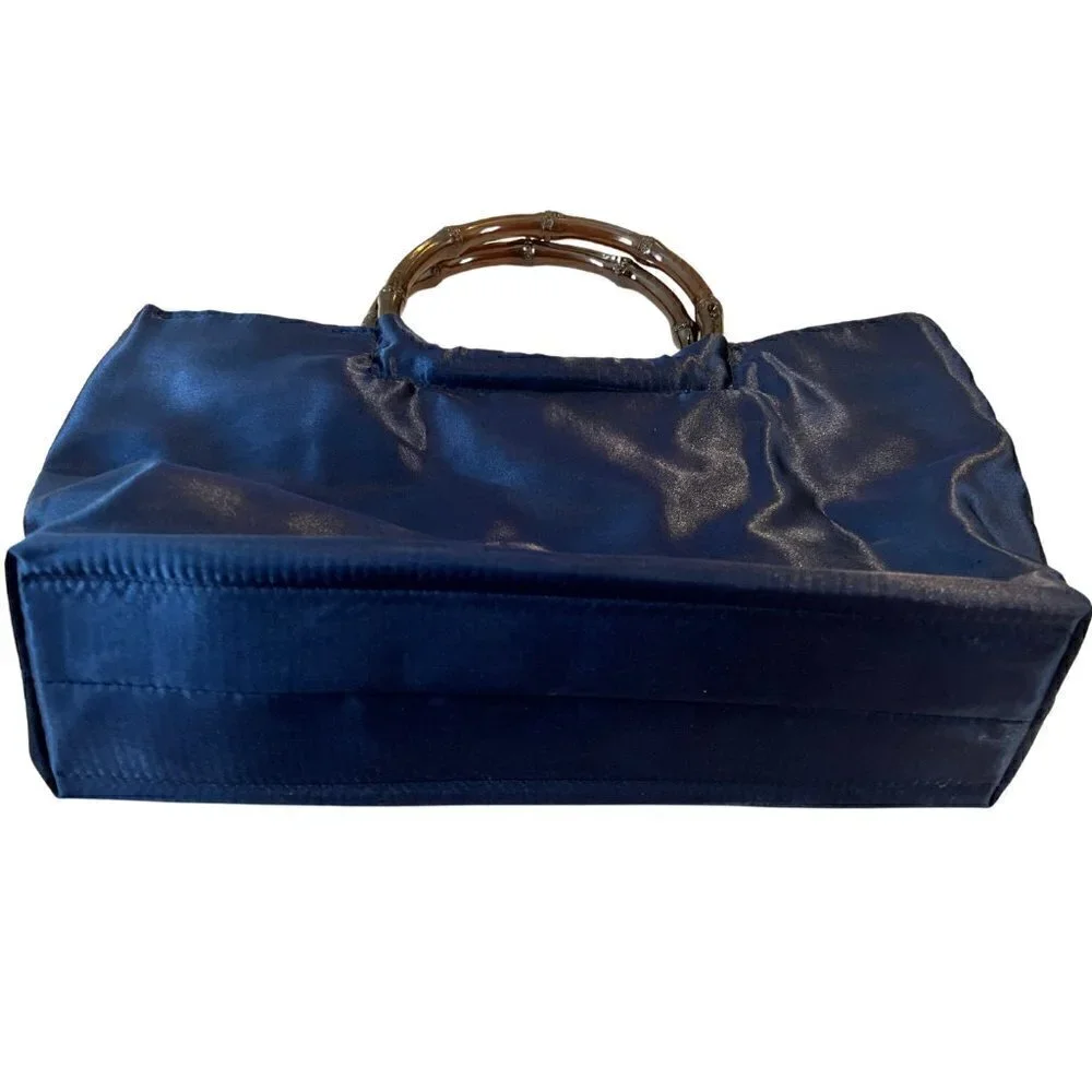 Asian Style Satchel Handbag, Navy